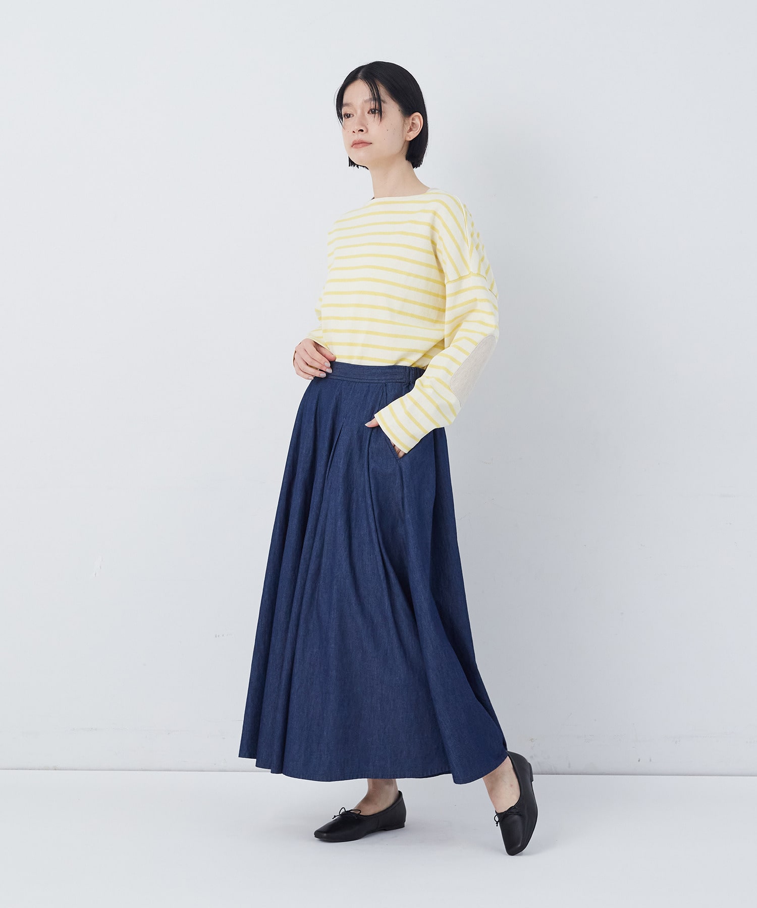 【congés payés】【FAVE】タックAラインスカート 詳細画像 ブラック系その他 10