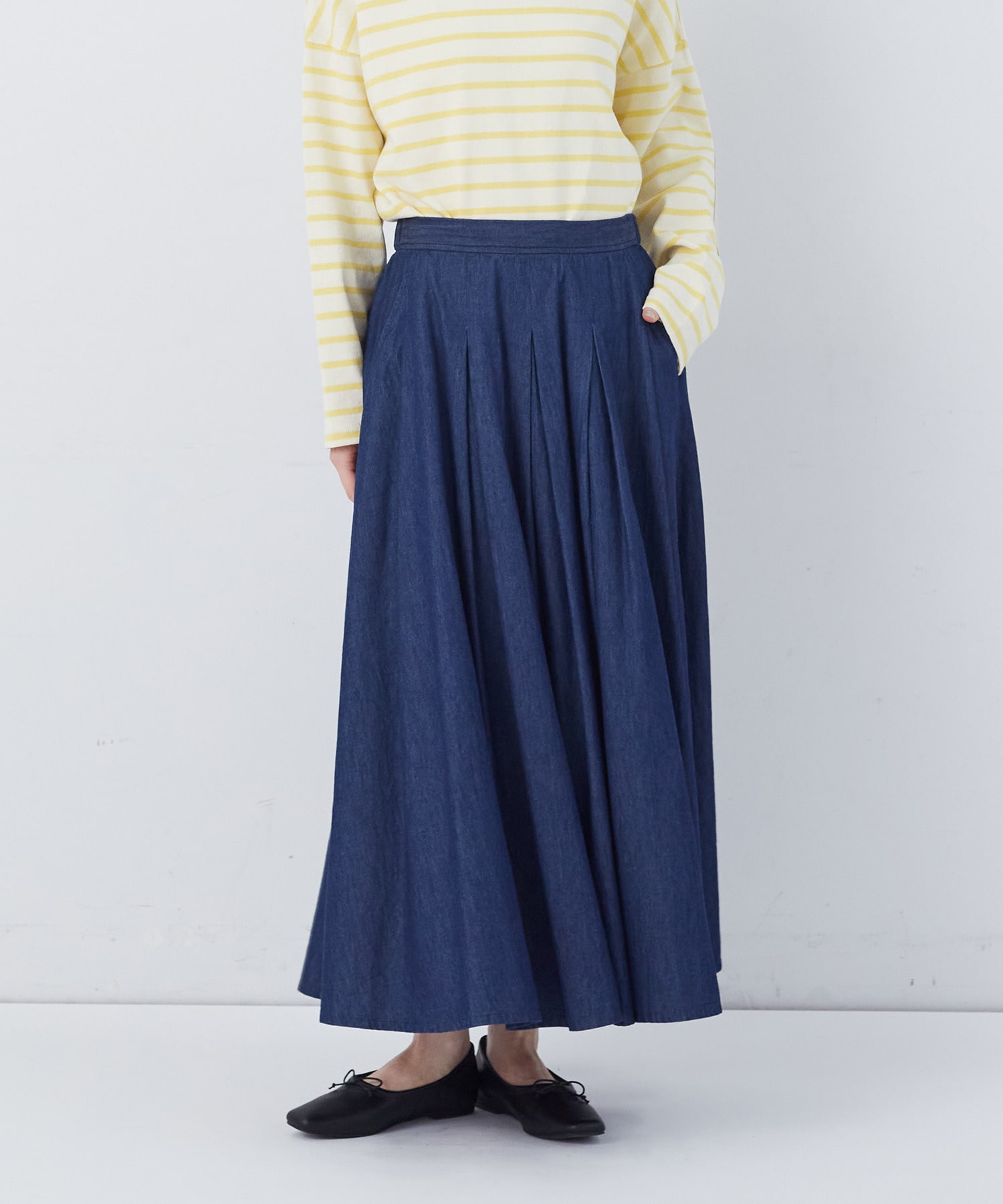 【congés payés】【FAVE】タックAラインスカート 詳細画像 ブラック系その他 12