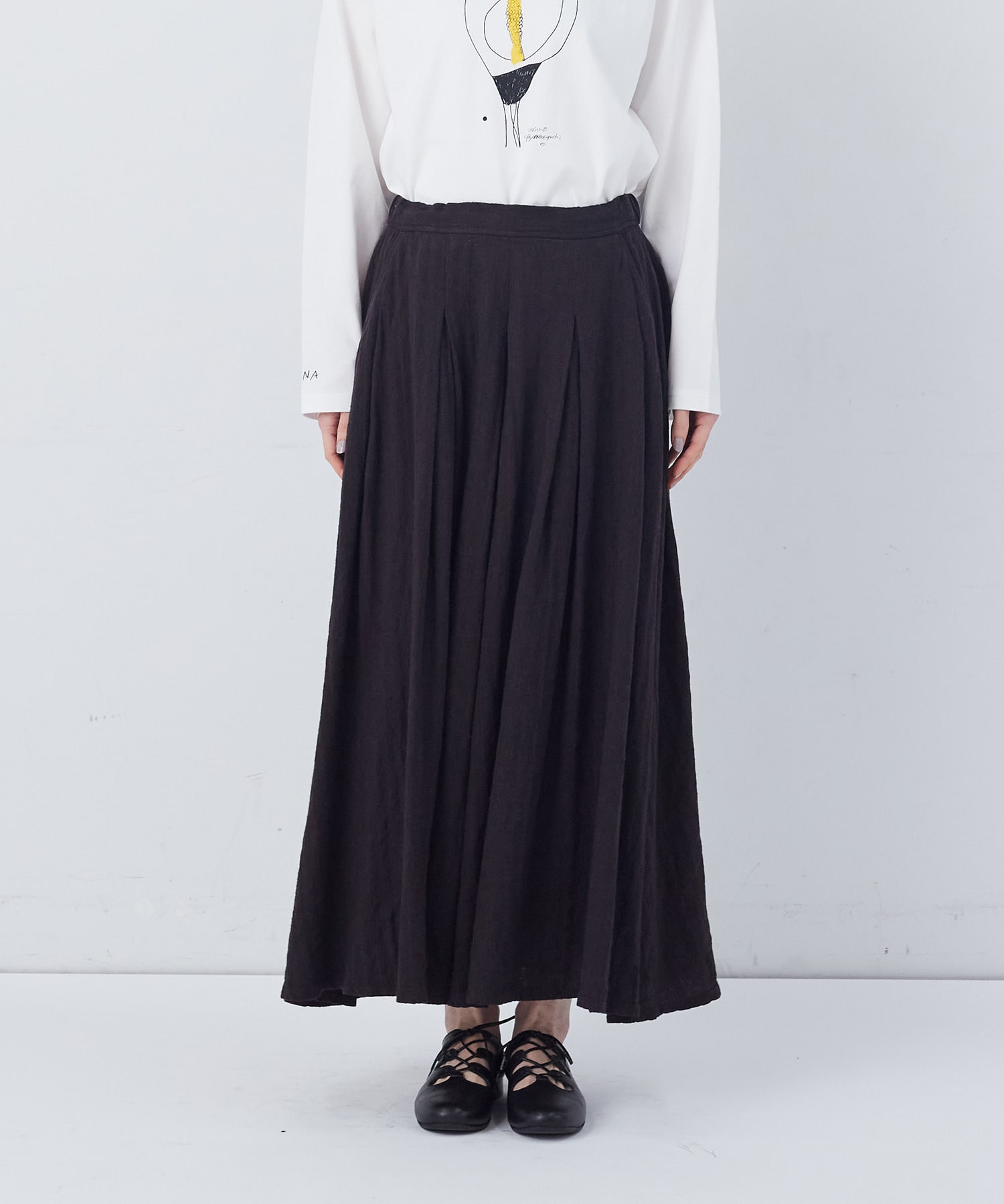 【congés payés】【FAVE】タックAラインスカート 詳細画像 ブラック系その他 21