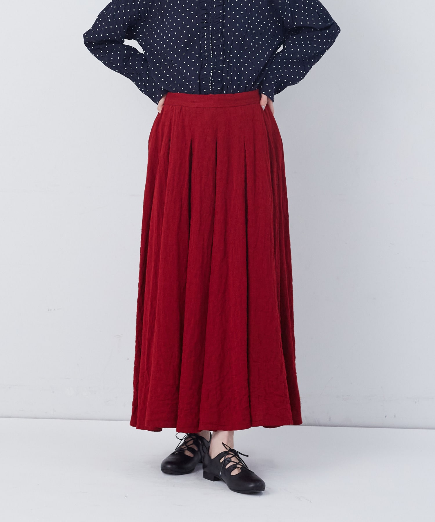 【congés payés】【FAVE】タックAラインスカート 詳細画像 ブラック系その他 27