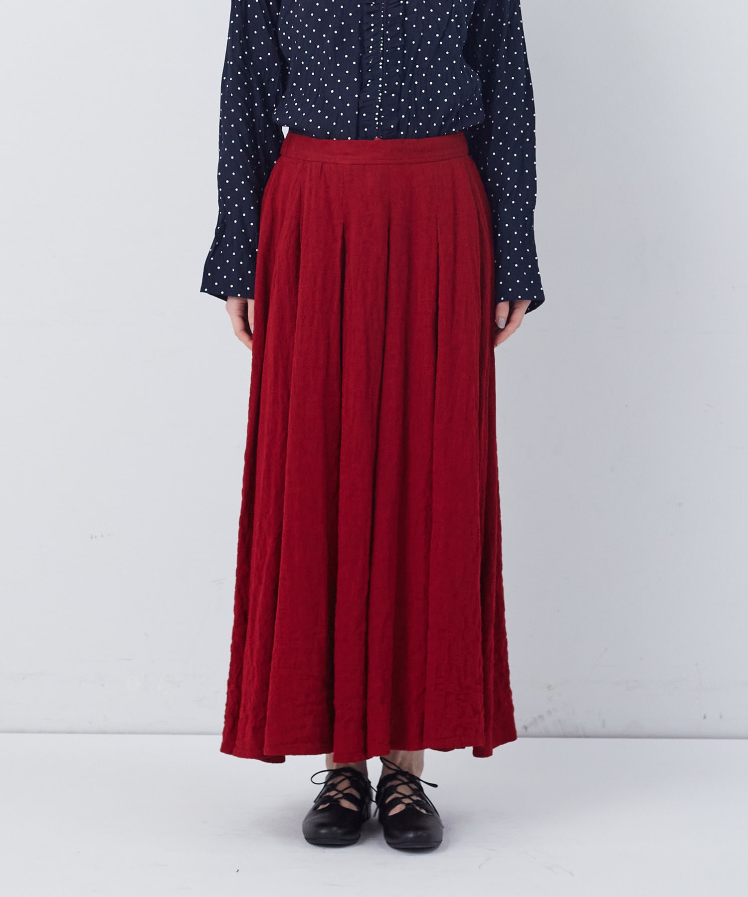 【congés payés】【FAVE】タックAラインスカート 詳細画像 ブラック系その他 28