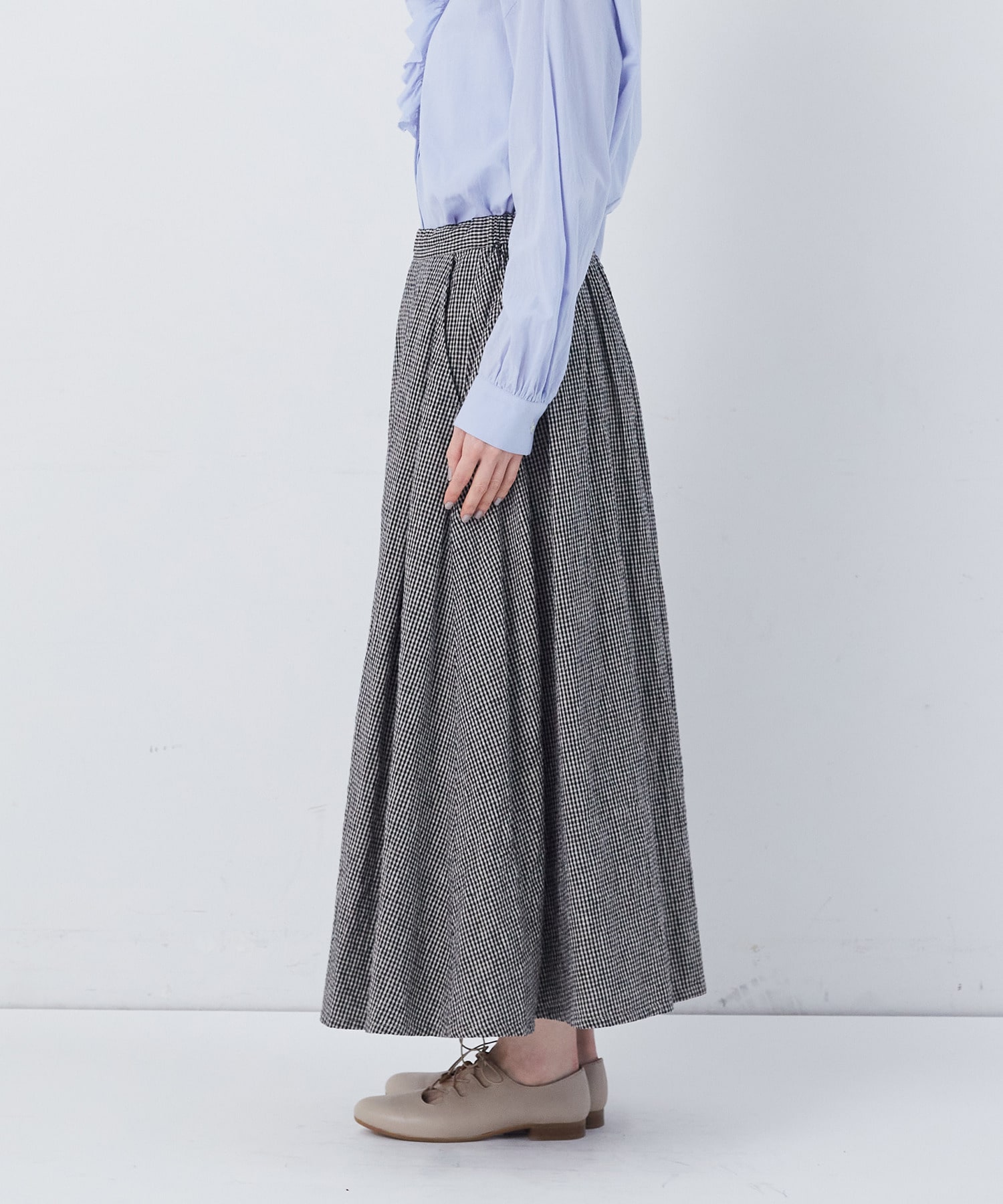 【congés payés】【FAVE】タックAラインスカート 詳細画像 ブラック系その他 7