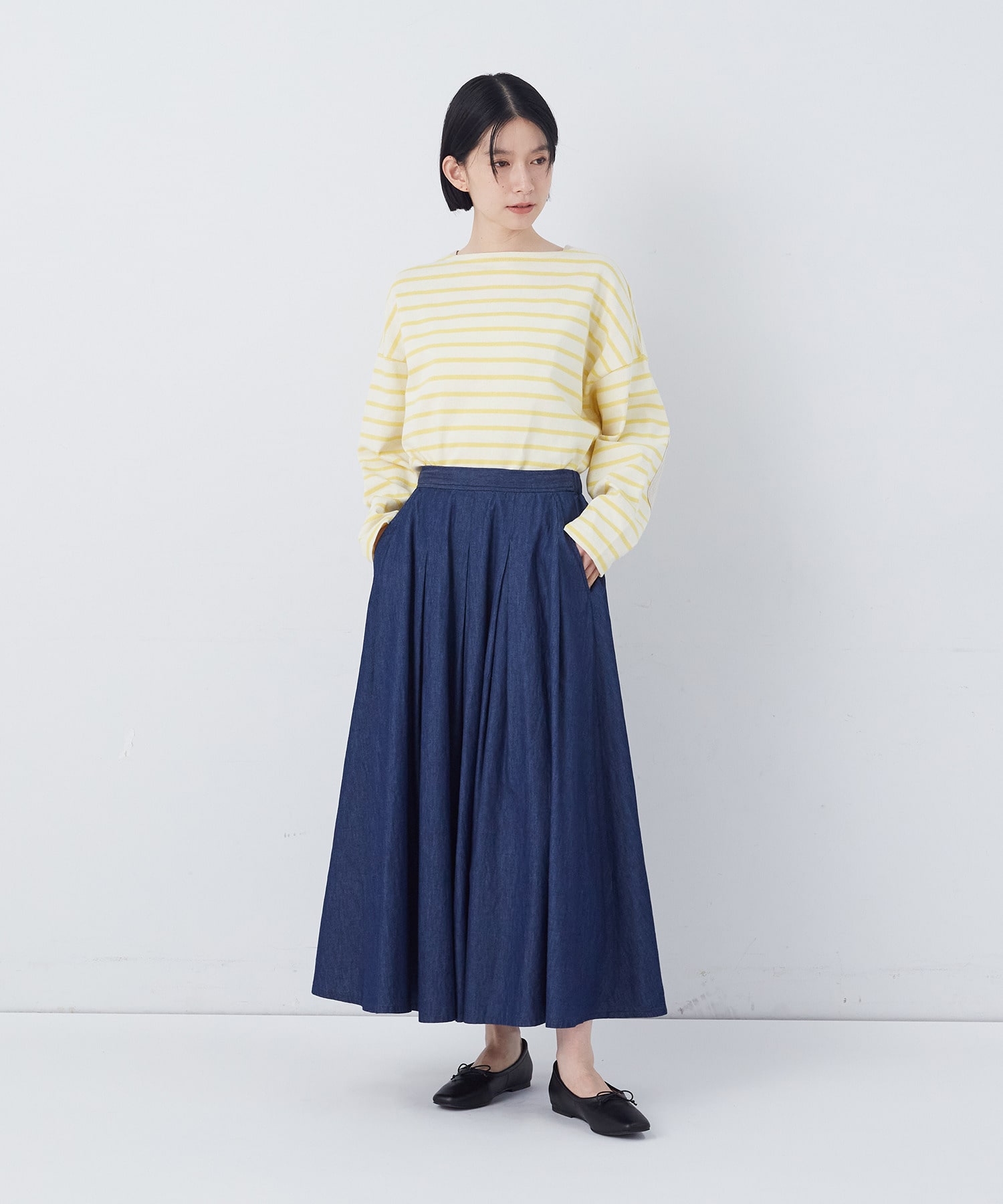 【congés payés】【FAVE】タックAラインスカート 詳細画像 ブラック系その他 9