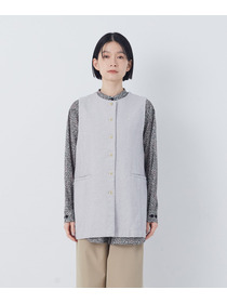 【congés payés】綿麻ツィードクルーネックベスト 詳細画像 グレー系その他 14