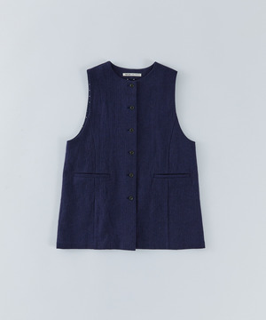 【congés payés】綿麻ツィードクルーネックベスト 詳細画像 ブルー系その他 1