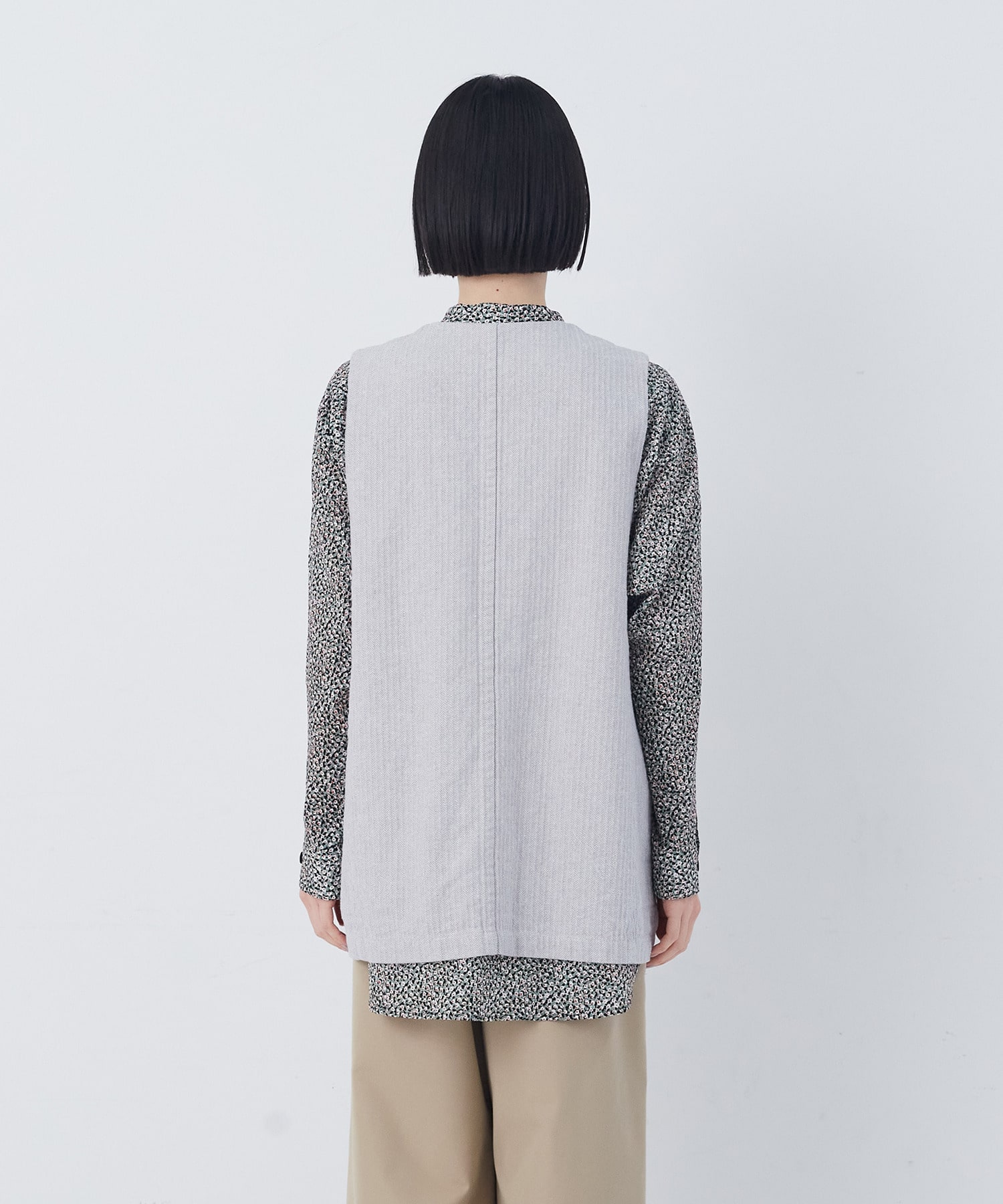 【congés payés】綿麻ツィードクルーネックベスト 詳細画像 グレー系その他 16