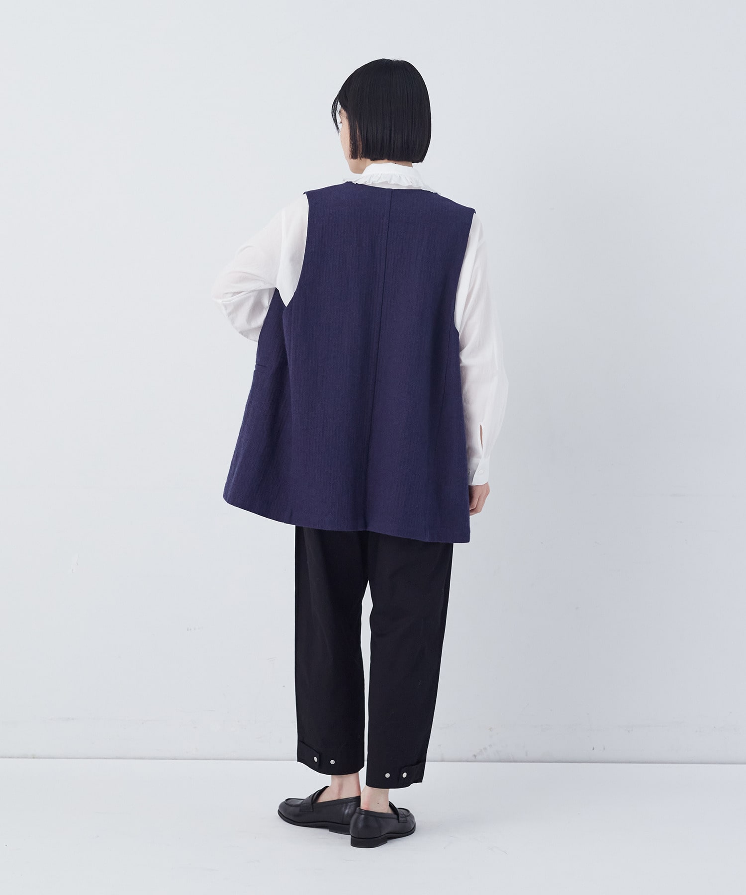 【congés payés】綿麻ツィードクルーネックベスト 詳細画像 グレー系その他 3