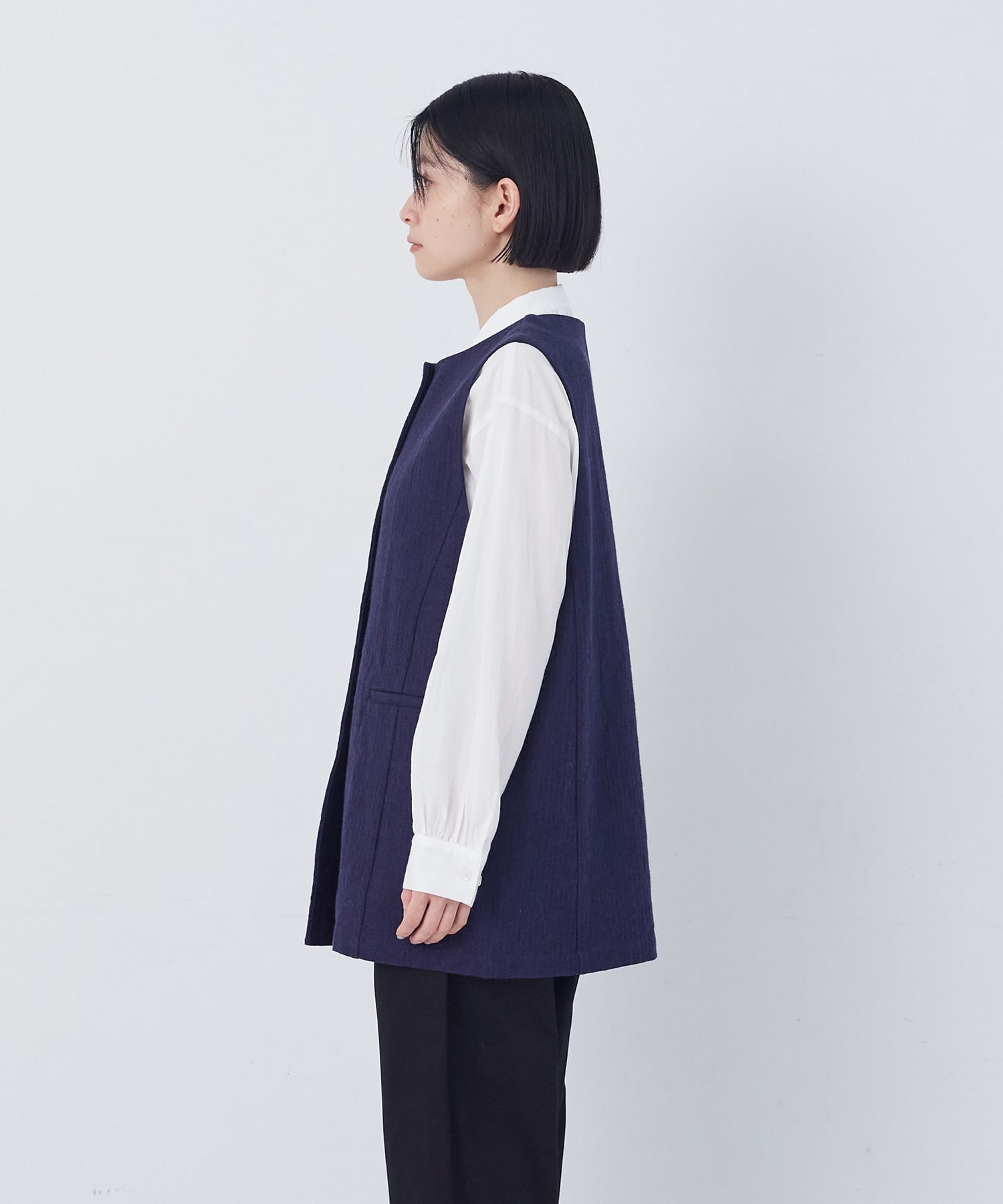 【congés payés】綿麻ツィードクルーネックベスト 詳細画像 グレー系その他 7