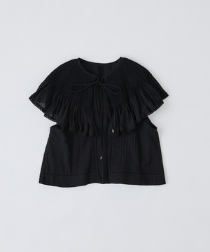 【congés payés】モスリンハンドタックカラージレ 詳細画像 ブラック 1