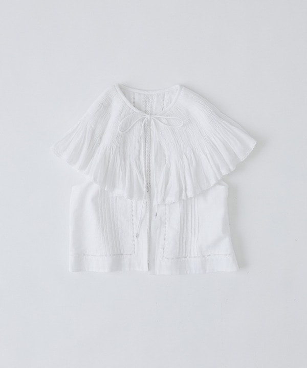 モスリンハンドタックカラージレ 詳細画像 オフホワイト 1