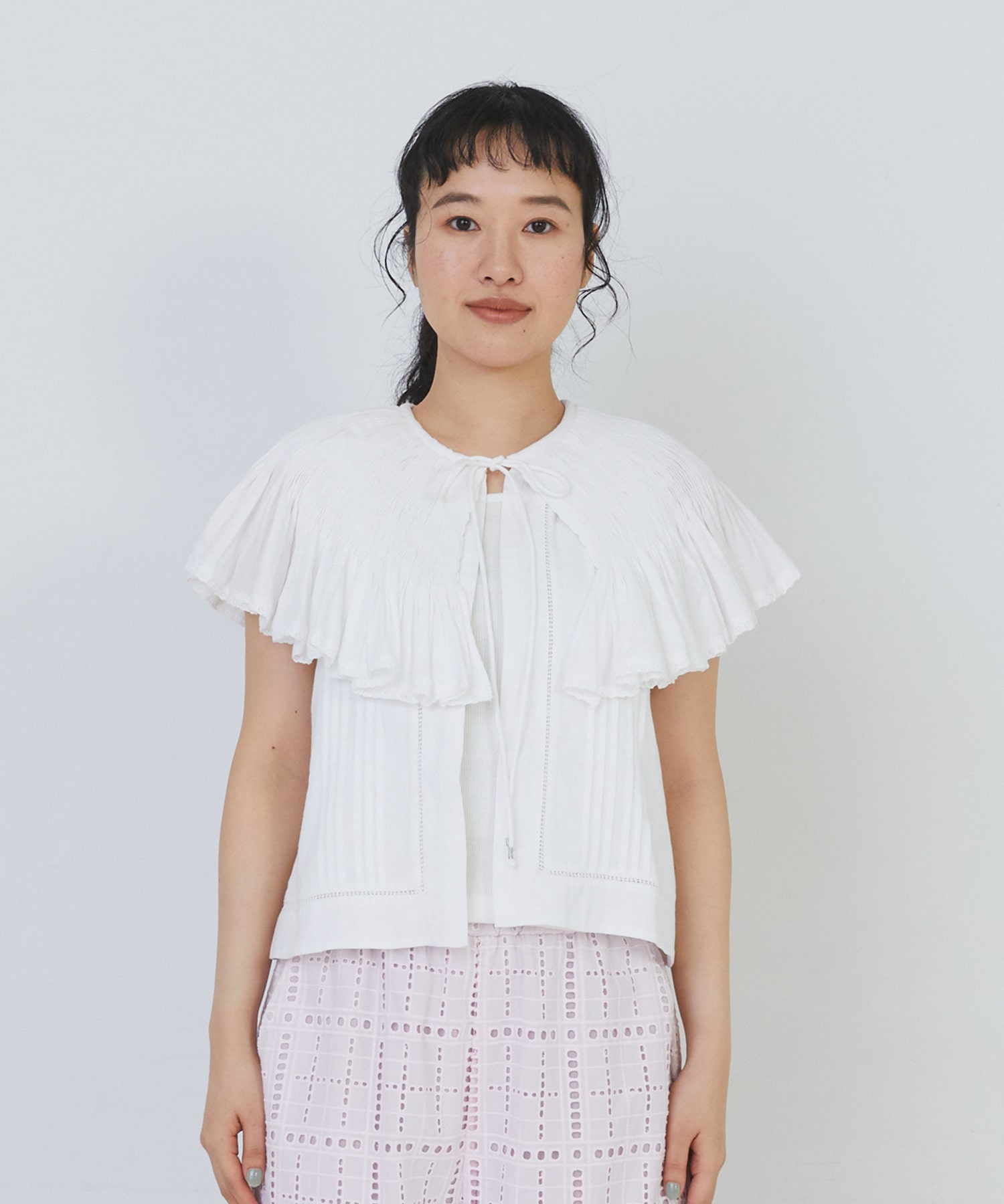 【congés payés】モスリンハンドタックカラージレ 詳細画像 オフホワイト 12