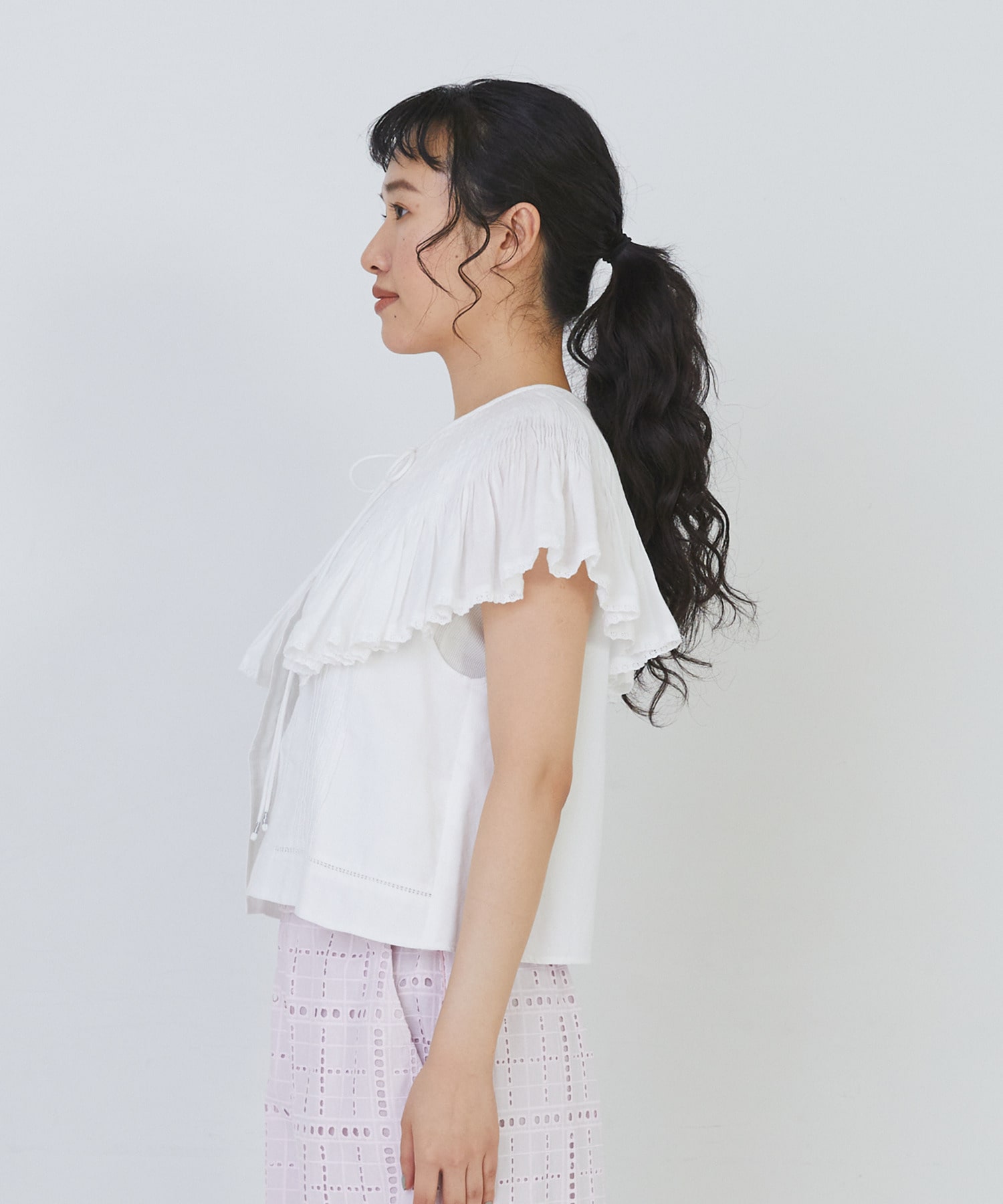 【congés payés】モスリンハンドタックカラージレ 詳細画像 オフホワイト 13