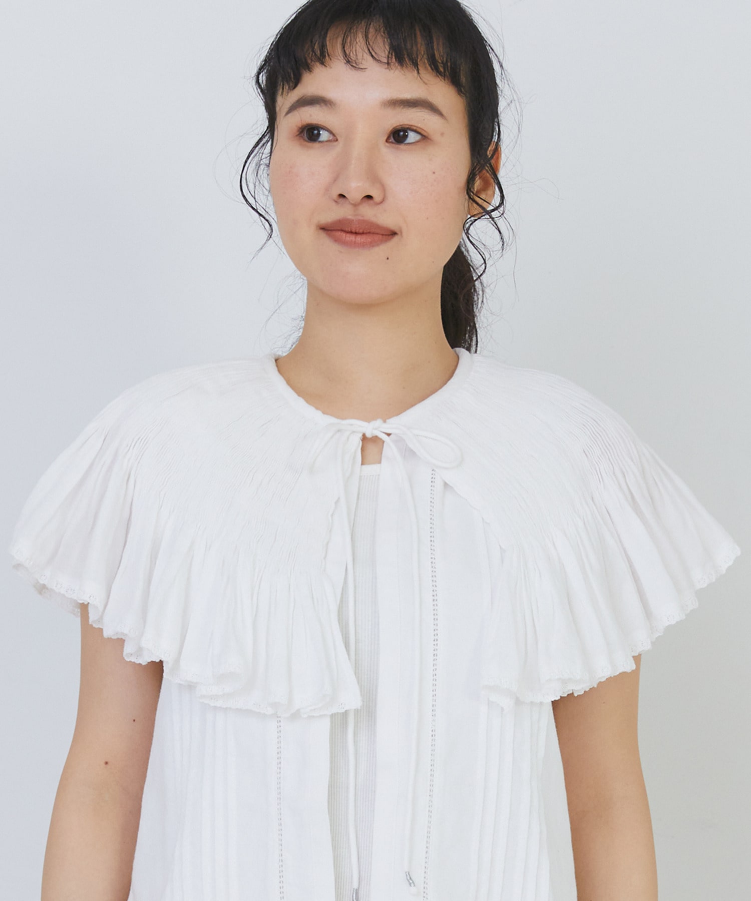 【congés payés】モスリンハンドタックカラージレ 詳細画像 オフホワイト 15