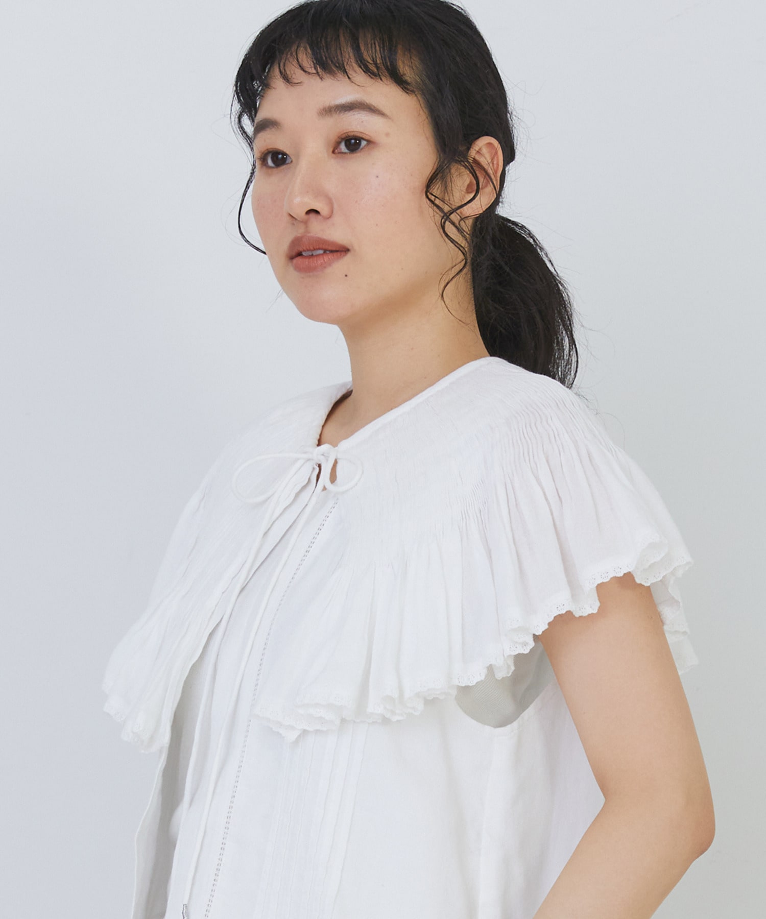 【congés payés】モスリンハンドタックカラージレ 詳細画像 オフホワイト 17