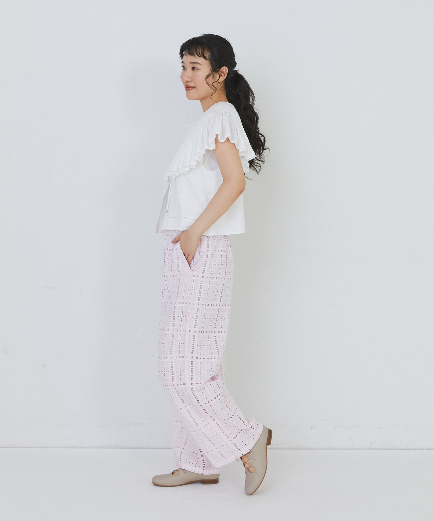 【congés payés】モスリンハンドタックカラージレ 詳細画像 オフホワイト 9