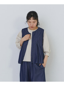 【congés payés】タックディテールデニムベスト 詳細画像 インディゴブルー 12