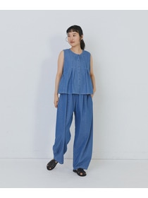 【congés payés】タックディテールデニムベスト 詳細画像 インディゴブルー 4