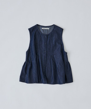 【congés payés】タックディテールデニムベスト 詳細画像 インディゴブルー 1