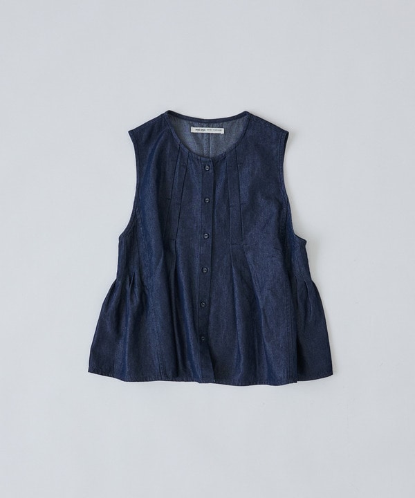 タックディテールデニムベスト 詳細画像 インディゴブルー 1