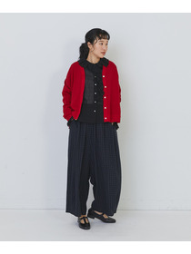 【congés payés】14G麻綿ワッフル編みVネックカーディガン 詳細画像 ブラック 1