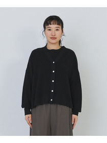 【congés payés】14G麻綿ワッフル編みVネックカーディガン 詳細画像 ブラック 13