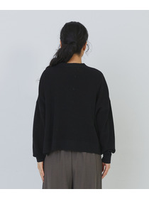 【congés payés】14G麻綿ワッフル編みVネックカーディガン 詳細画像 ブラック 15