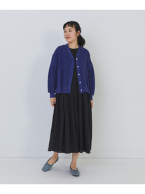 【congés payés】14G麻綿ワッフル編みVネックカーディガン 詳細画像 ブラック 16