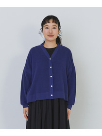 【congés payés】14G麻綿ワッフル編みVネックカーディガン 詳細画像 ブラック 20