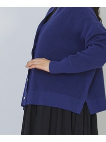 【congés payés】14G麻綿ワッフル編みVネックカーディガン 詳細画像 ブラック 25