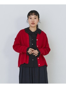 【congés payés】14G麻綿ワッフル編みVネックカーディガン 詳細画像 ブラック 5