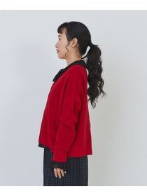 【congés payés】14G麻綿ワッフル編みVネックカーディガン 詳細画像 ブラック 7