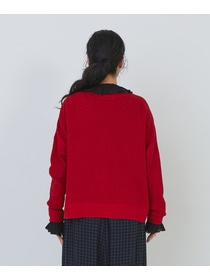 【congés payés】14G麻綿ワッフル編みVネックカーディガン 詳細画像 ブラック 8