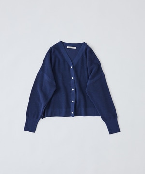 【congés payés】14G麻綿ワッフル編みVネックカーディガン 詳細画像 ブルー 1