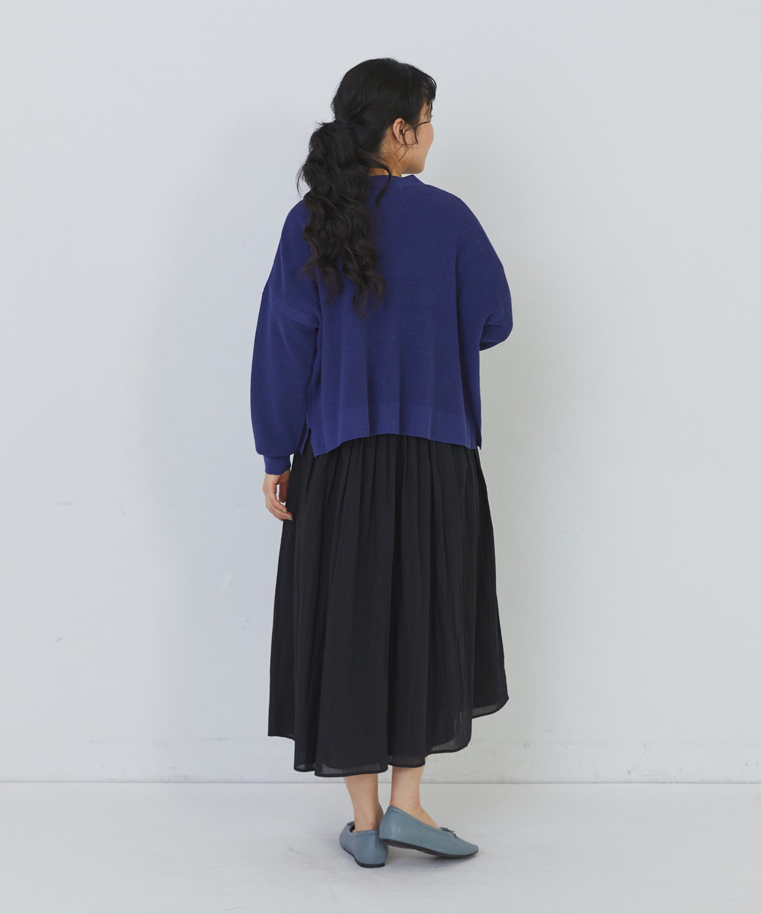 【congés payés】14G麻綿ワッフル編みVネックカーディガン 詳細画像 ブラック 18