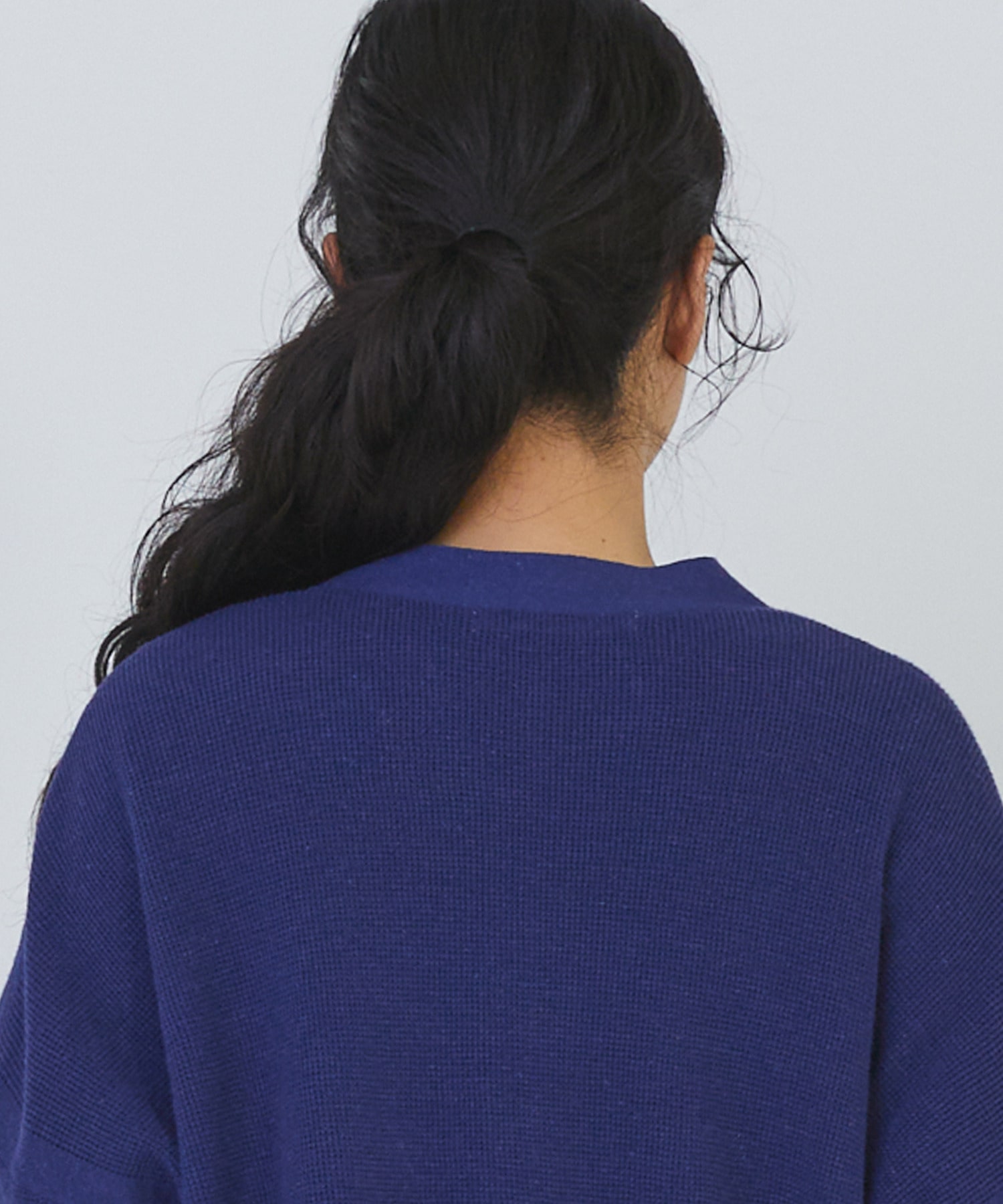 【congés payés】14G麻綿ワッフル編みVネックカーディガン 詳細画像 ブラック 24