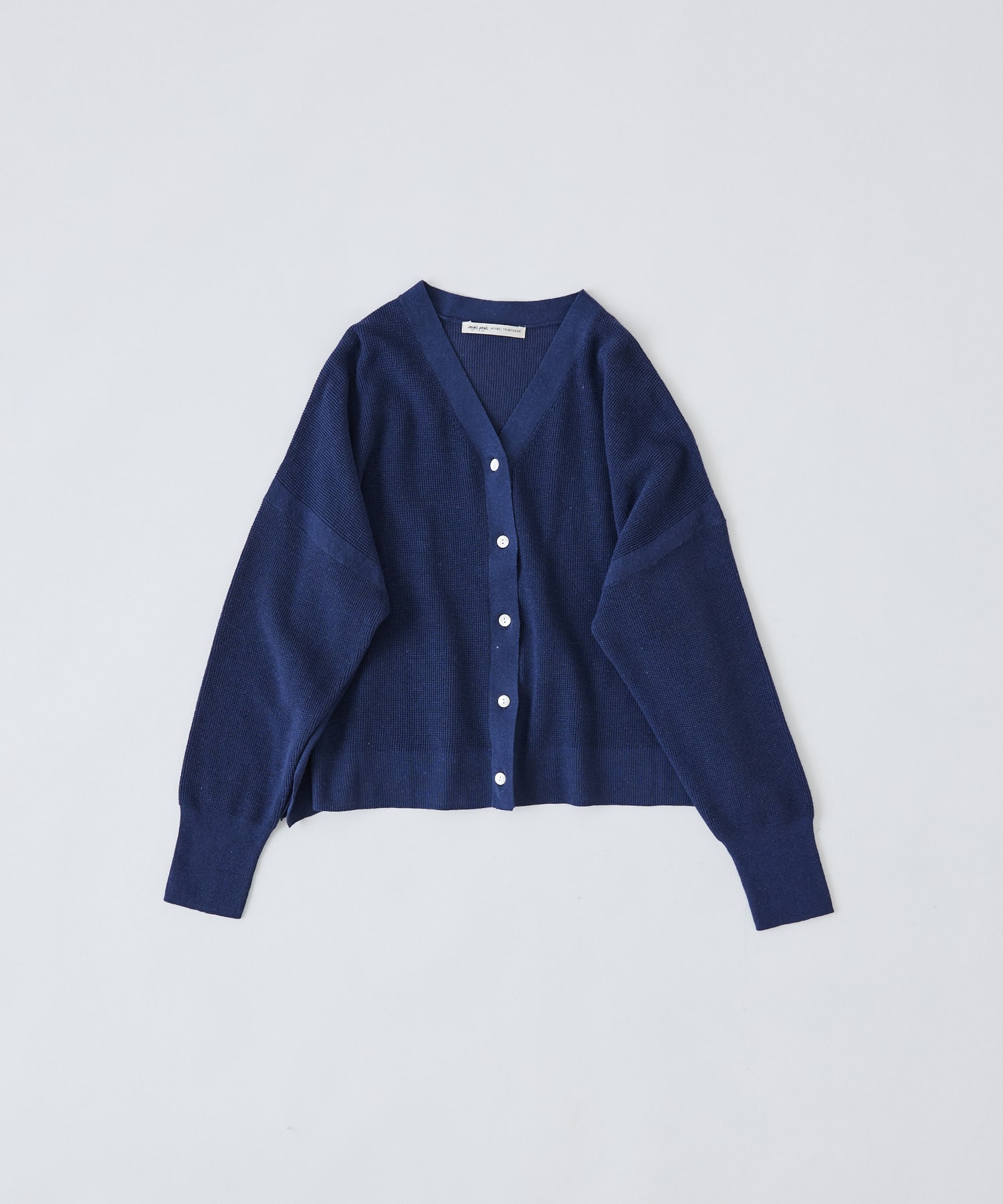 【congés payés】14G麻綿ワッフル編みVネックカーディガン 詳細画像 ブルー 1