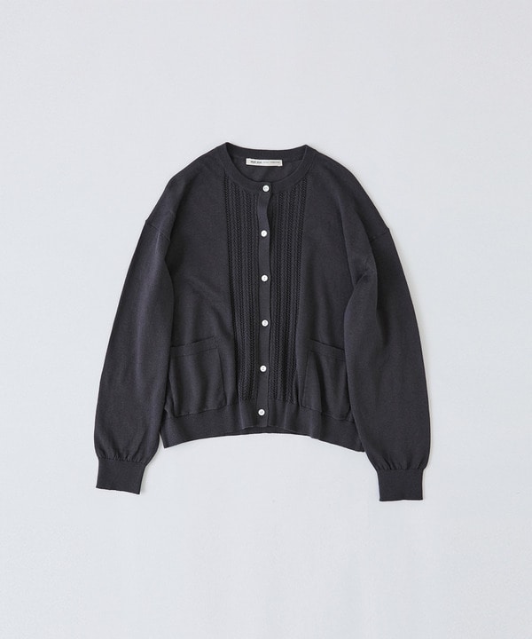 14G麻綿透かしカーディガン 詳細画像 ブラック 1