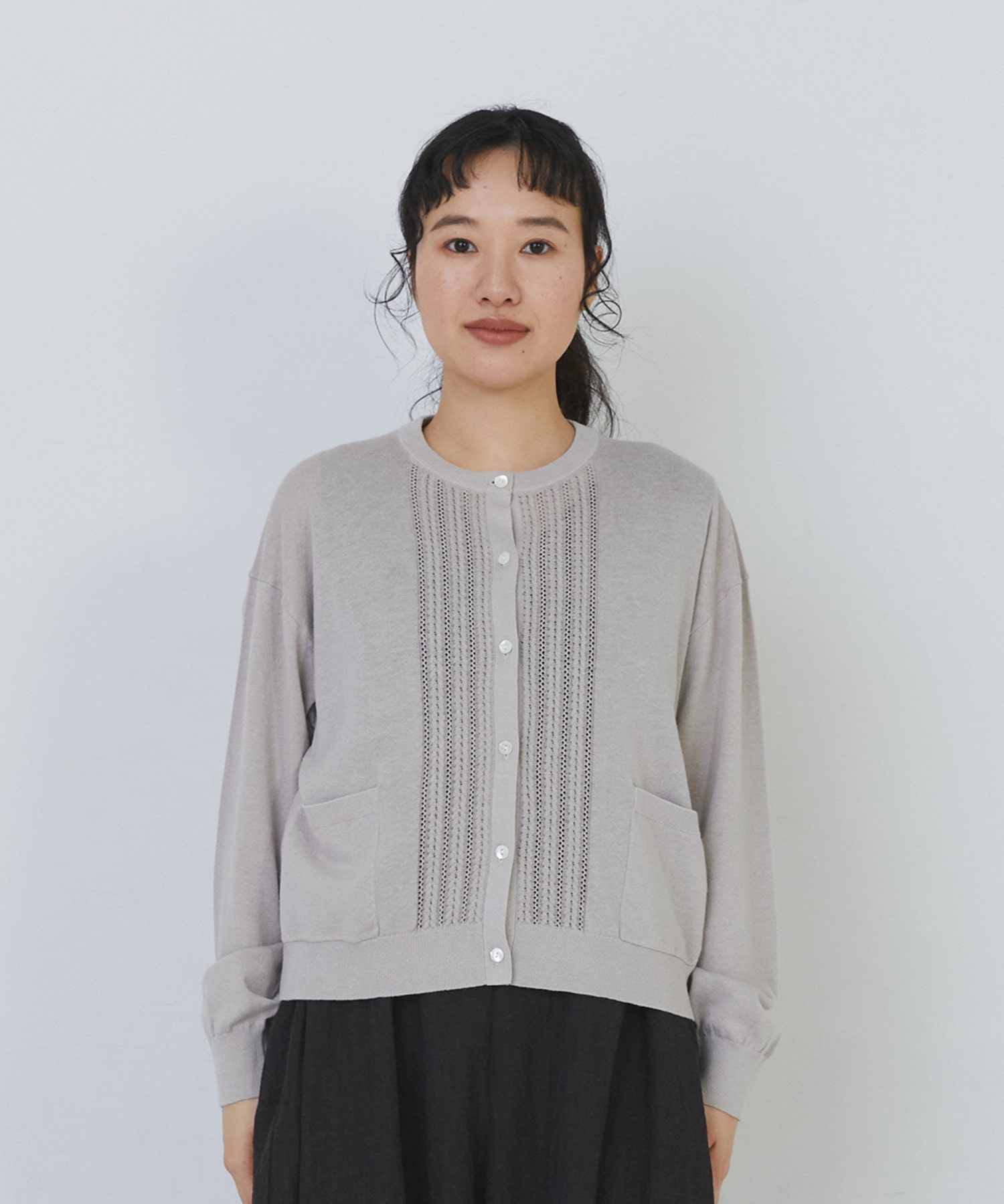 【congés payés】14G麻綿透かしカーディガン 詳細画像 ブラック 14