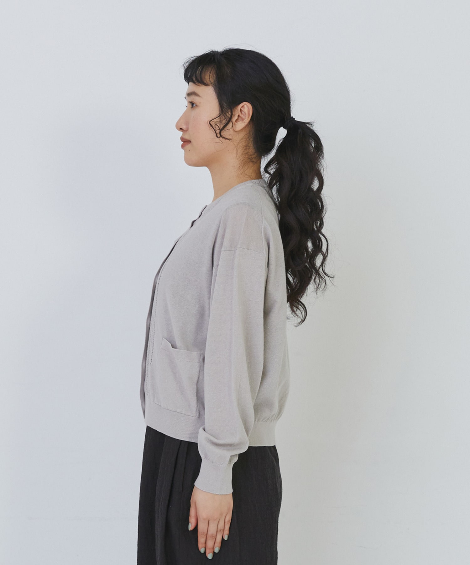 【congés payés】14G麻綿透かしカーディガン 詳細画像 ブラック 15