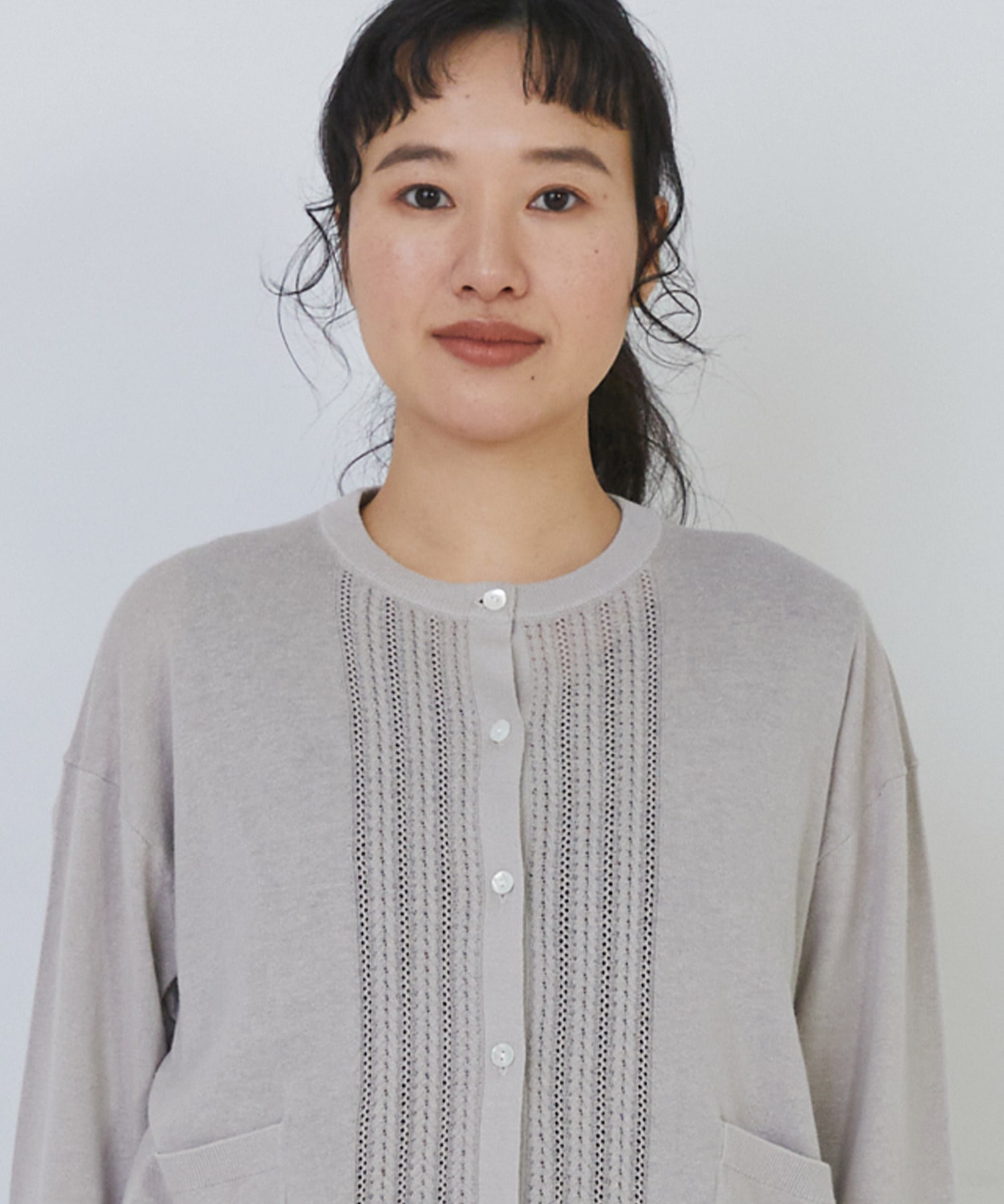 【congés payés】14G麻綿透かしカーディガン 詳細画像 ブラック 17