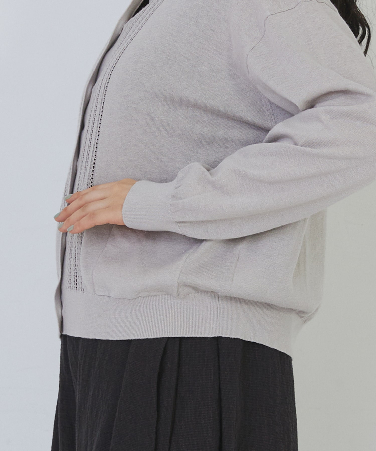 【congés payés】14G麻綿透かしカーディガン 詳細画像 ブラック 19