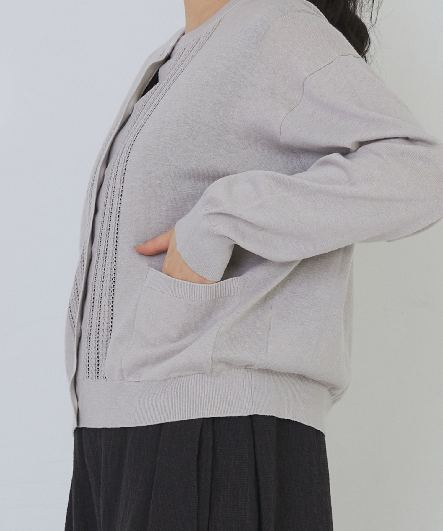 【congés payés】14G麻綿透かしカーディガン 詳細画像 ブラック 20