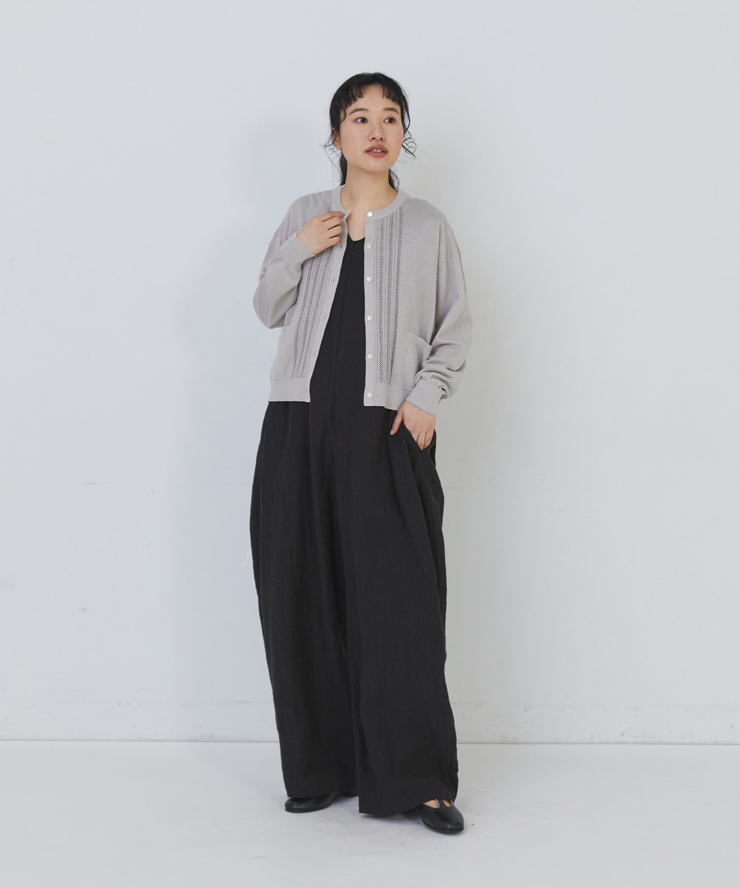 【congés payés】14G麻綿透かしカーディガン 詳細画像 ブラック 9