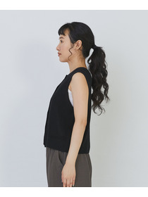 【congés payés】14G麻綿ワッフル編み2WAYベスト 詳細画像 ブラック 29