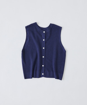 【congés payés】14G麻綿ワッフル編み2WAYベスト 詳細画像 ブルー 1