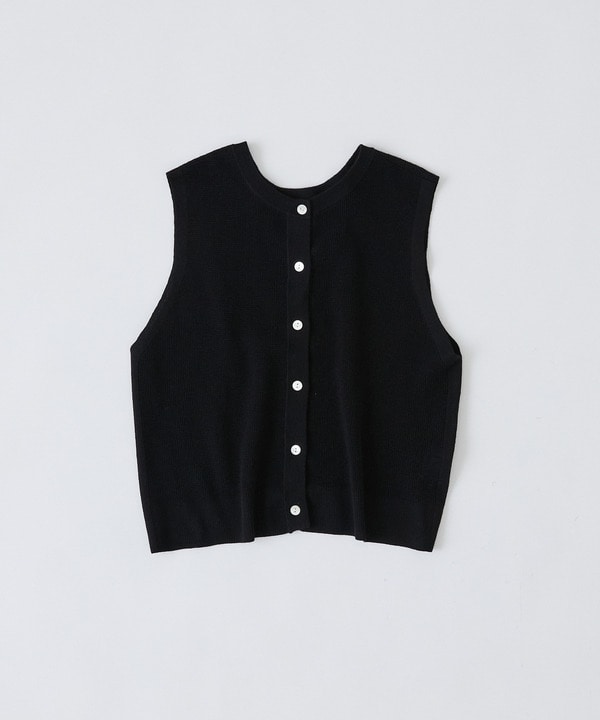 14G麻綿ワッフル編み2WAYベスト 詳細画像 ブラック 1
