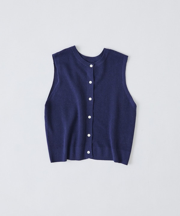 14G麻綿ワッフル編み2WAYベスト 詳細画像 ブルー 1