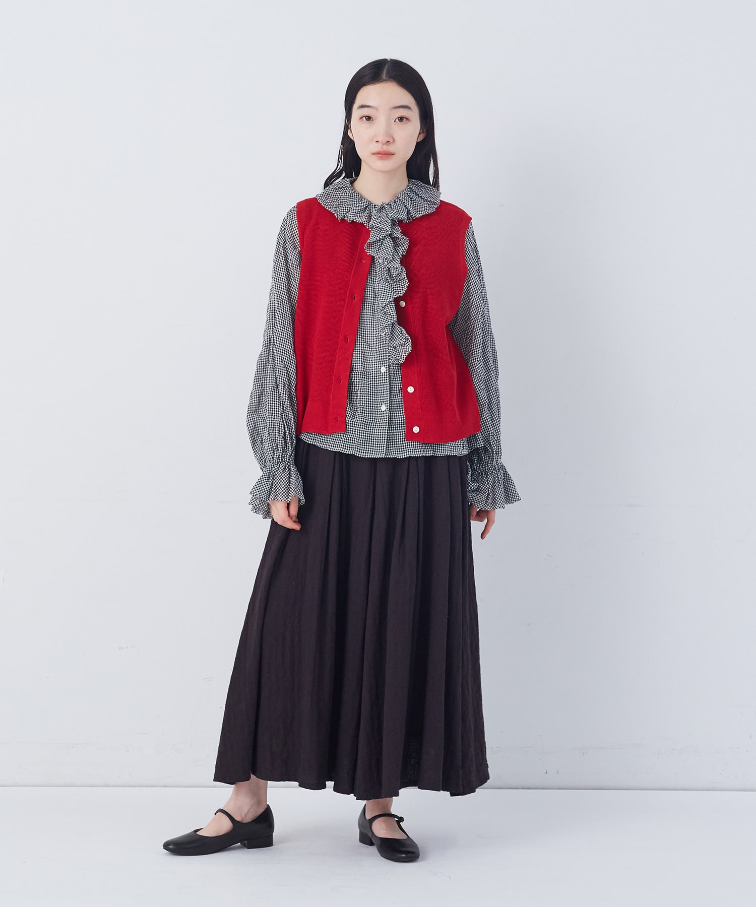 【congés payés】14G麻綿ワッフル編み2WAYベスト 詳細画像 ブラック 1