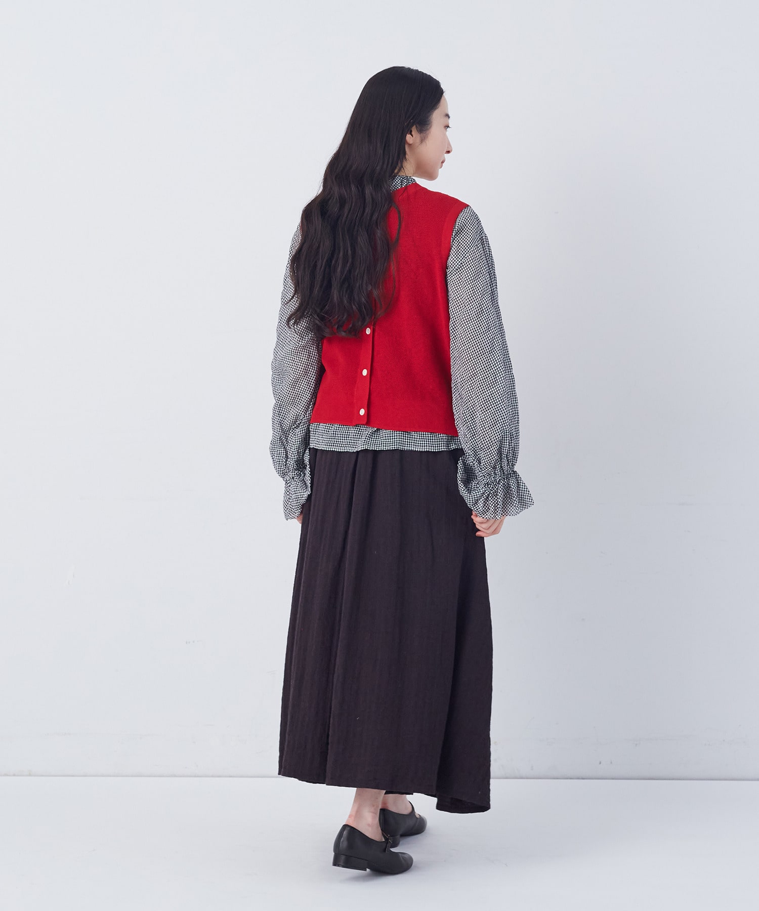 【congés payés】14G麻綿ワッフル編み2WAYベスト 詳細画像 ブラック 10