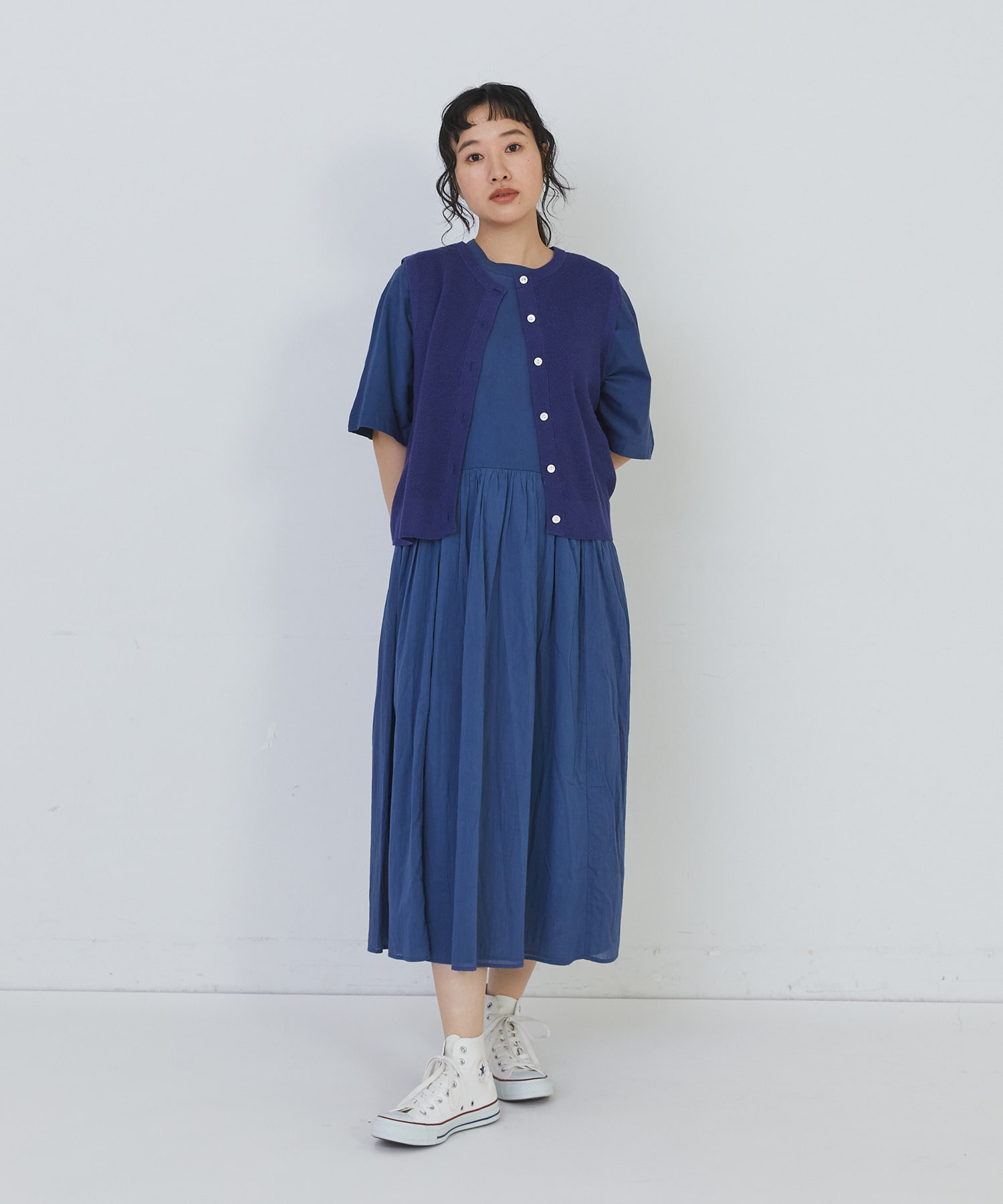 【congés payés】14G麻綿ワッフル編み2WAYベスト 詳細画像 ブラック 14